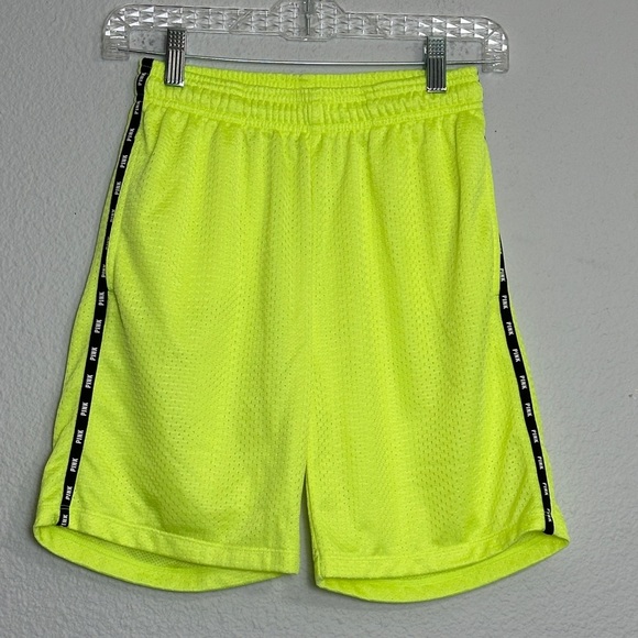 PINK Victoria’s Secret Neon Yellow Shorts Womens Size XSmall Sporty Loose Comfy - Picture 1 of 10